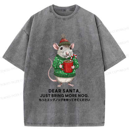 Tokyo-Tiger Nog-Loving Holiday Mouse Washed T-Shirt