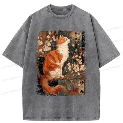 Tokyo-Tiger Ask The Wind, The Meaning Of Falling Blossoms Washed T-Shirt