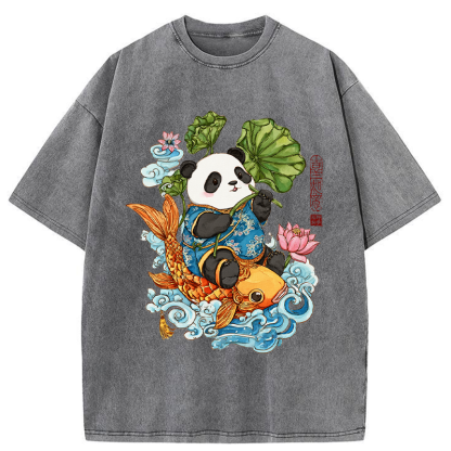 Tokyo-Tiger Lotus Bliss Panda Washed T-Shirt