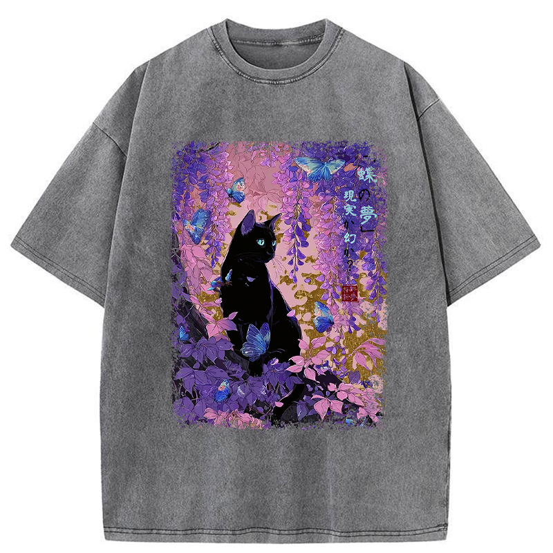 Tokyo-Tiger Dreamy Wisteria and Paws Washed T-Shirt