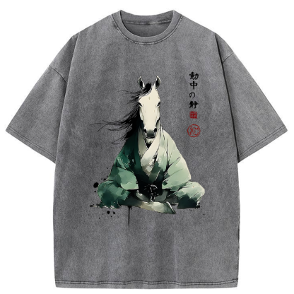 Tokyo-Tiger Zen Stallion Stillness In Motion Washed T-Shirt