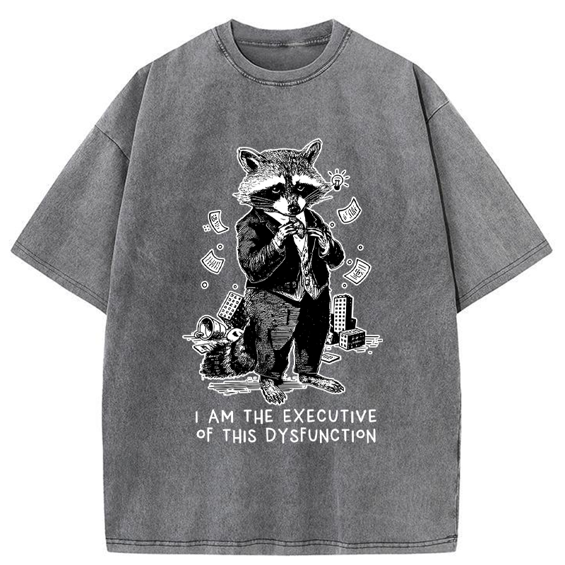 Tokyo-Tiger Funny Raccoon:CEO of Chaos Washed T-Shirt
