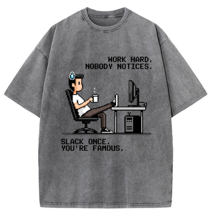 Tokyo-Tiger Hard Work, Who Cares? Washed T-Shirt