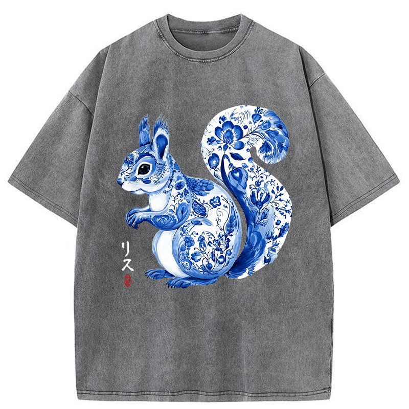 Tokyo-Tiger Porcelain Squirrel Washed T-Shirt
