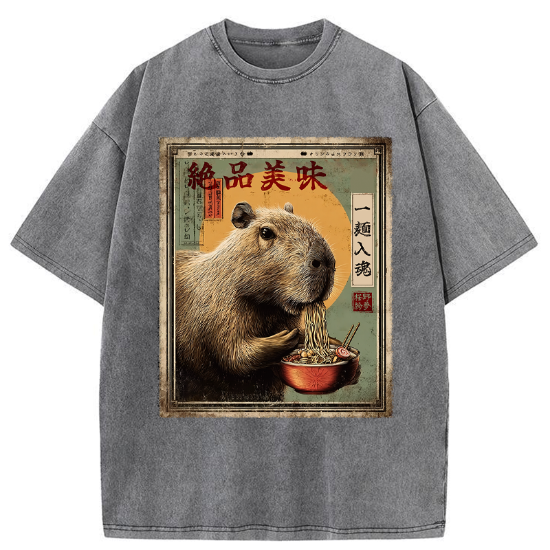Tokyo-Tiger Capybara's Ultimate Feast Washed T-Shirt