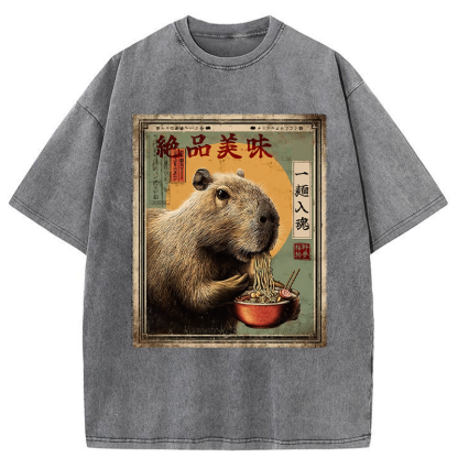 Tokyo-Tiger Capybara's Ultimate Feast Washed T-Shirt