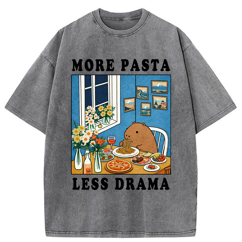 Tokyo-Tiger Capybara：More Pasta, Less Drama Washed T-Shirt