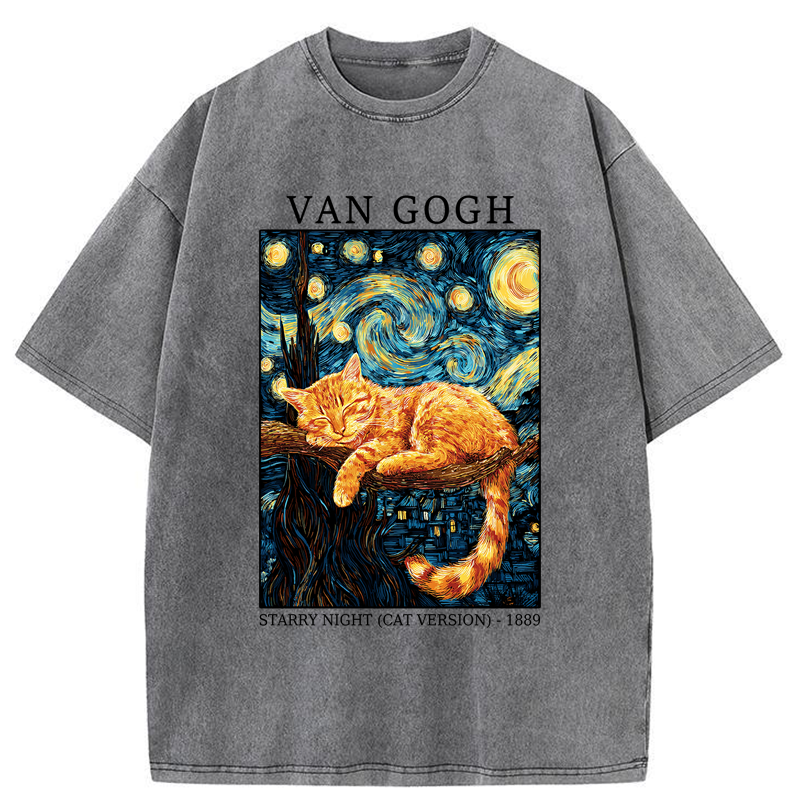 Tokyo-Tiger Starry Cat Dreams Washed T-Shirt