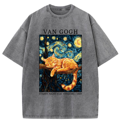 Tokyo-Tiger Starry Cat Dreams Washed T-Shirt