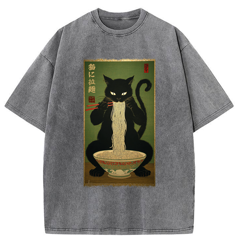 Tokyo-Tiger Noodle Master Cat Washed T-Shirt