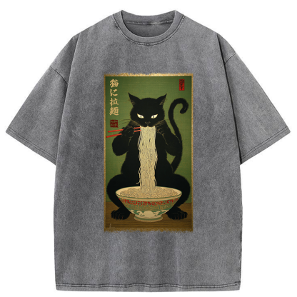 Tokyo-Tiger Noodle Master Cat Washed T-Shirt