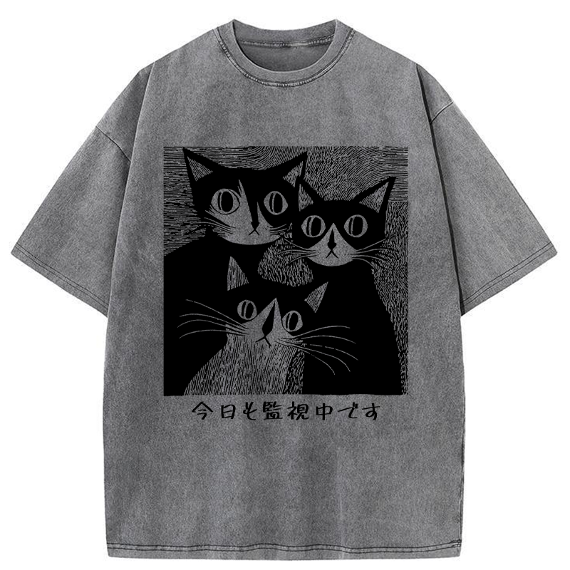Tokyo-Tiger Feline Surveillance Squad Washed T-Shirt