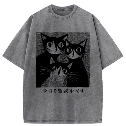 Tokyo-Tiger Feline Surveillance Squad Washed T-Shirt