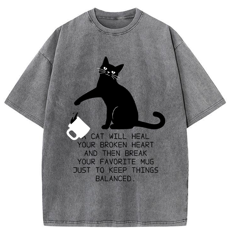 Tokyo-Tiger Feline Philosophy of Balanced Chaos Washed T-Shirt