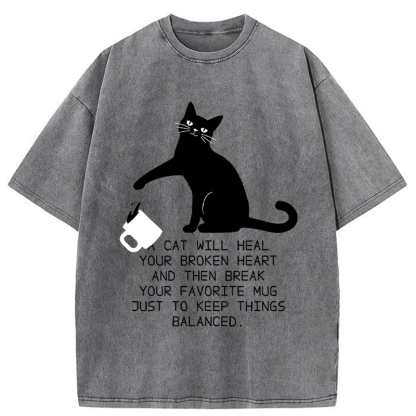 Tokyo-Tiger Feline Philosophy of Balanced Chaos Washed T-Shirt