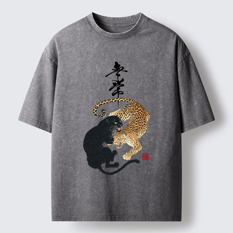 Tokyo-Tiger Impermanence Balance-Leopard Washed T-Shirt