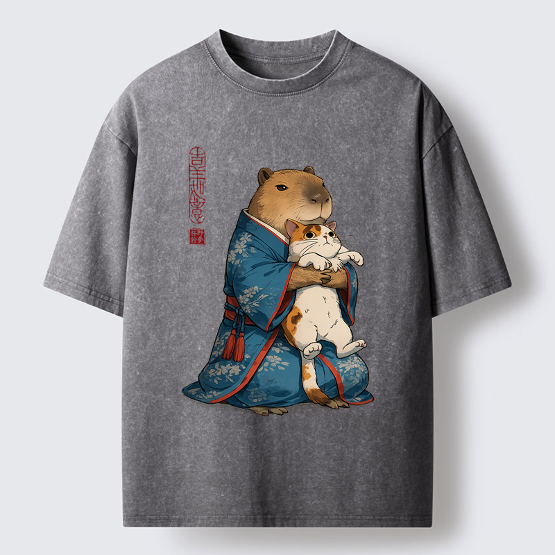 Tokyo-Tiger Furry Friends in Harmony Washed T-Shirt