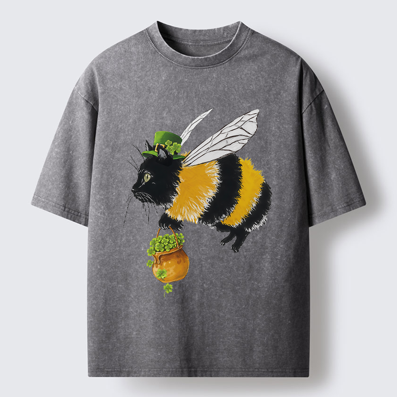 Tokyo-Tiger Lucky Buzz Cat Washed T-Shirt