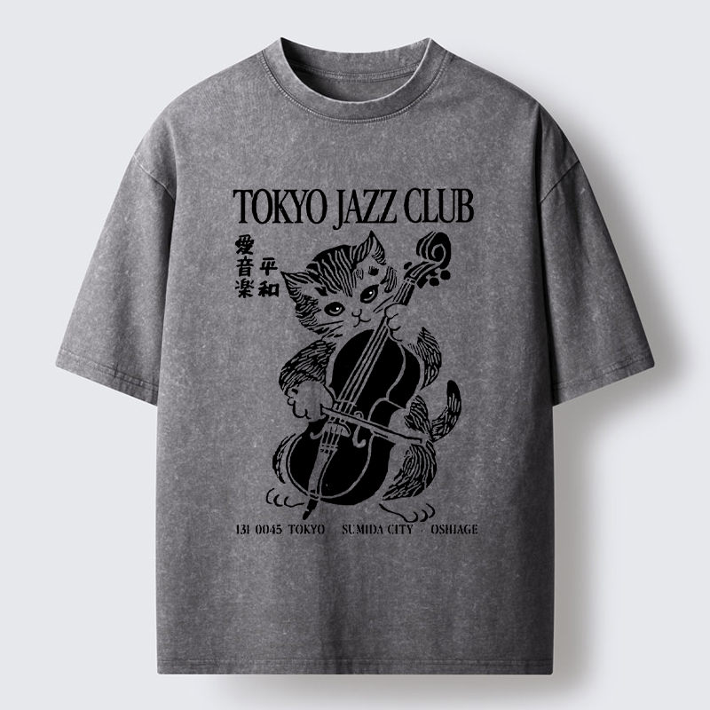 Tokyo-Tiger Tokyo Jazz Kitty Washed T-Shirt