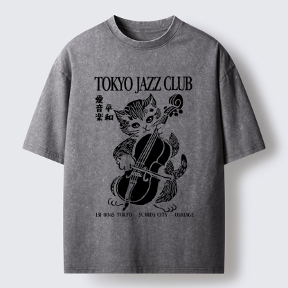 Tokyo-Tiger Tokyo Jazz Kitty Washed T-Shirt