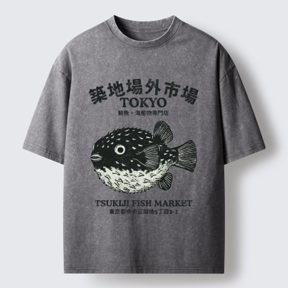 Tokyo-Tiger Pufferfish Tokyo Washed T-Shirt