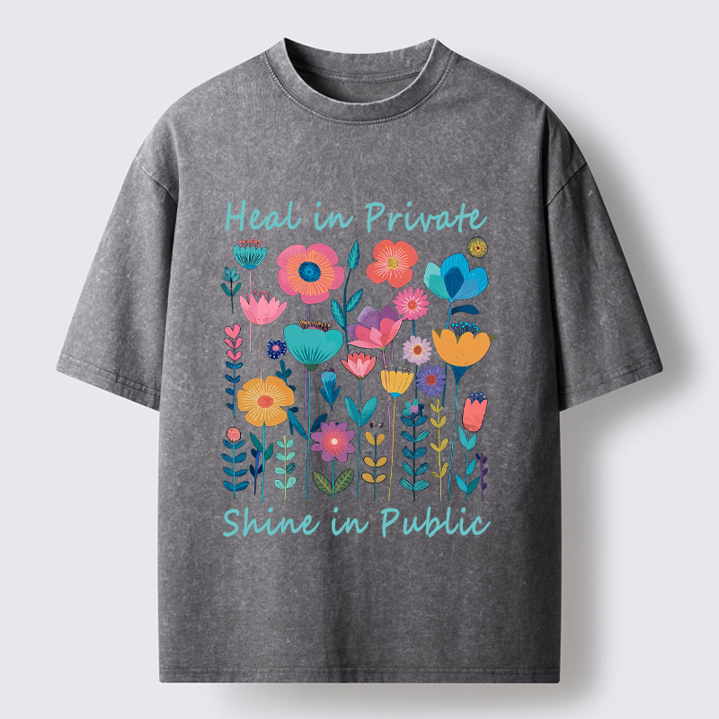 Tokyo-Tiger Wildflower Growth:The "Heal & Shine"Aesthetic Washed T-Shirt
