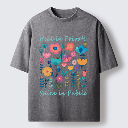 Tokyo-Tiger Wildflower Growth:The "Heal & Shine"Aesthetic Washed T-Shirt