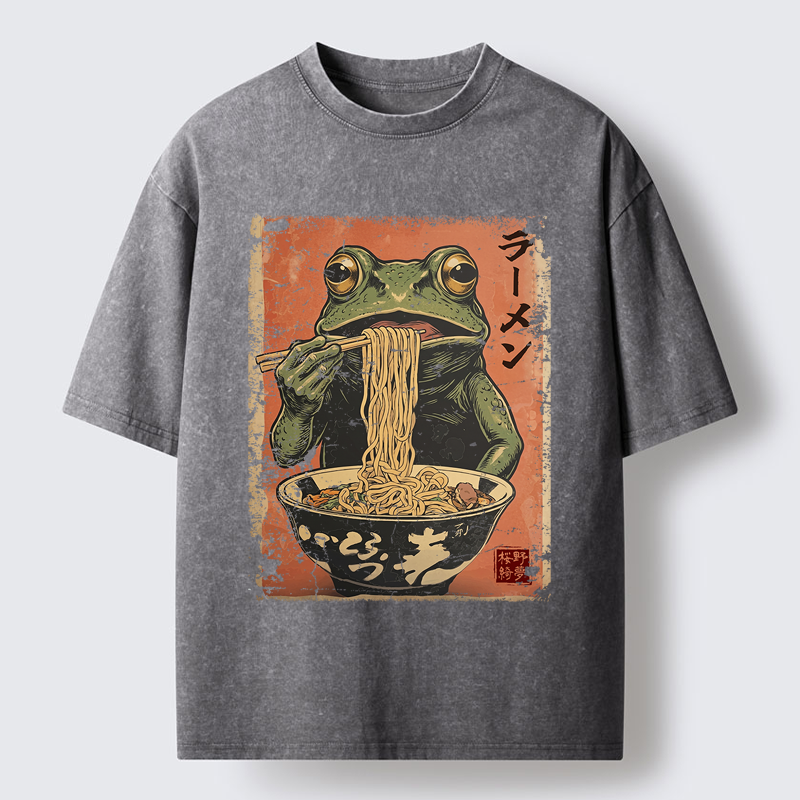 Tokyo-Tiger The Ramen Frog Poster Washed T-Shirt