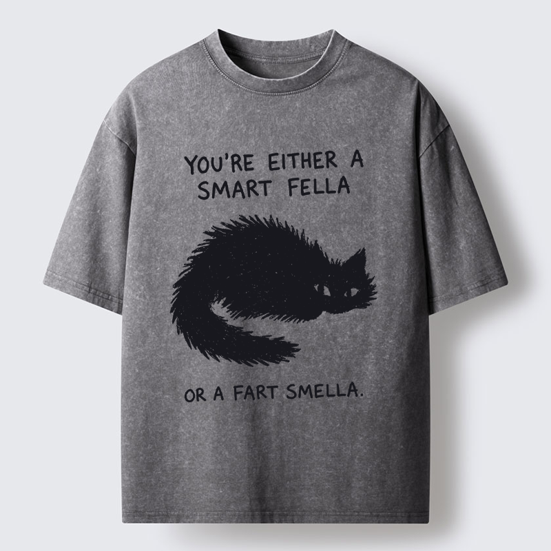 Tokyo-Tiger "Smart Fella" Punny Cat Washed T-Shirt