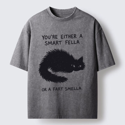 Tokyo-Tiger "Smart Fella" Punny Cat Washed T-Shirt