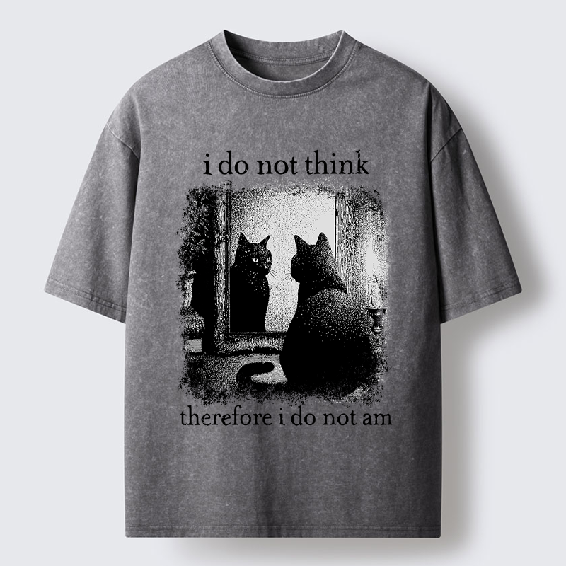 Tokyo-Tiger Funny Cat Philosophical Washed T-Shirt