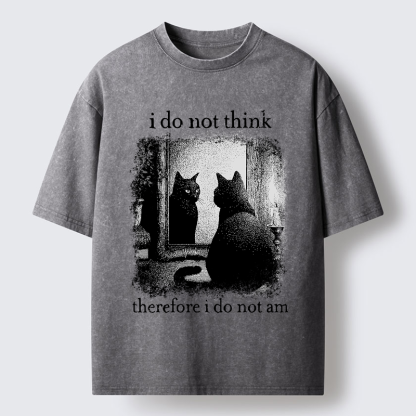 Tokyo-Tiger Funny Cat Philosophical Washed T-Shirt