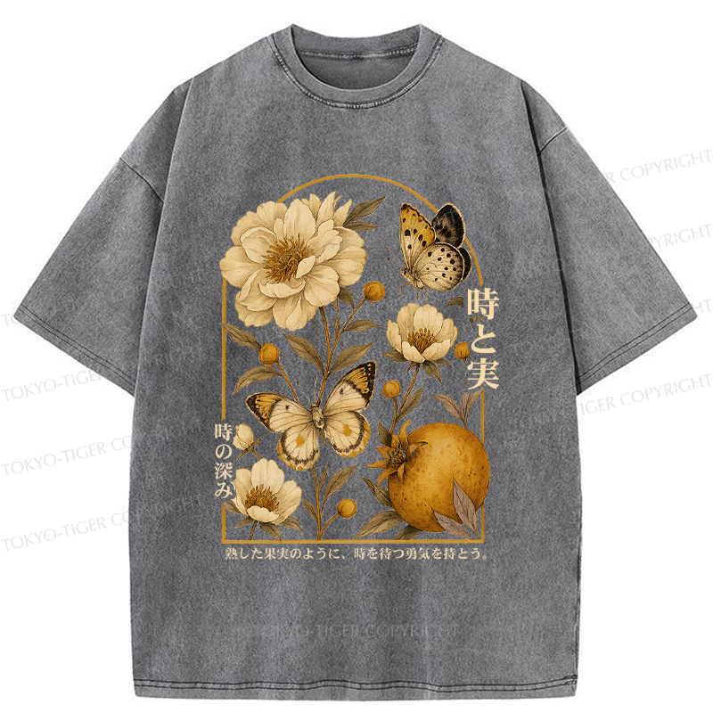 Tokyo-Tiger Flower, Dish, Fruit, Time Poster Washed T-Shirt