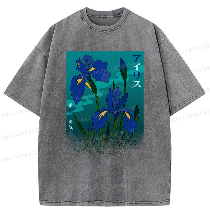 Tokyo-Tiger Iris flower-Hope and Courage Poster Washed T-Shirt