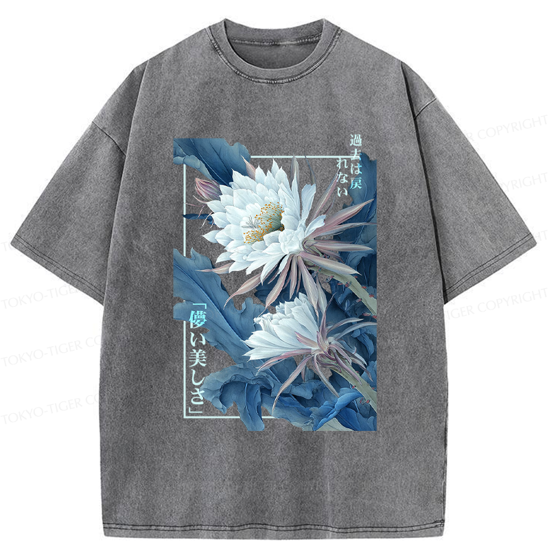 Tokyo-Tiger Vintage Epiphyllum-Short-lived beauty Poster Washed T-Shirt