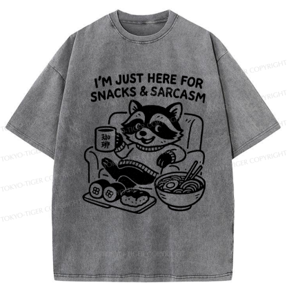 Tokyo-Tiger Funny Raccoons for snacks and sarcasm Washed T-Shirt