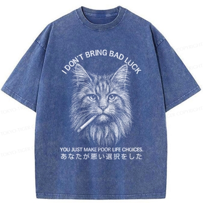 Tokyo-Tiger Cat Don't Bring Bad Luck–It’s Up To You Washed T-Shirt