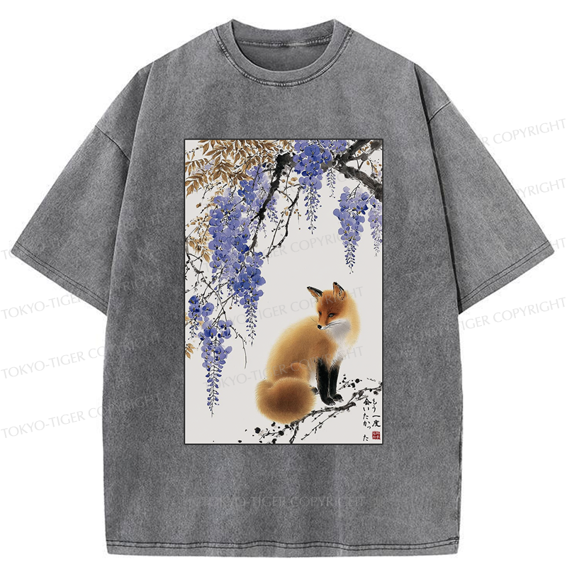 Tokyo-Tiger I Wished To See You Again-Fox & Wisteria Washed T-Shirt