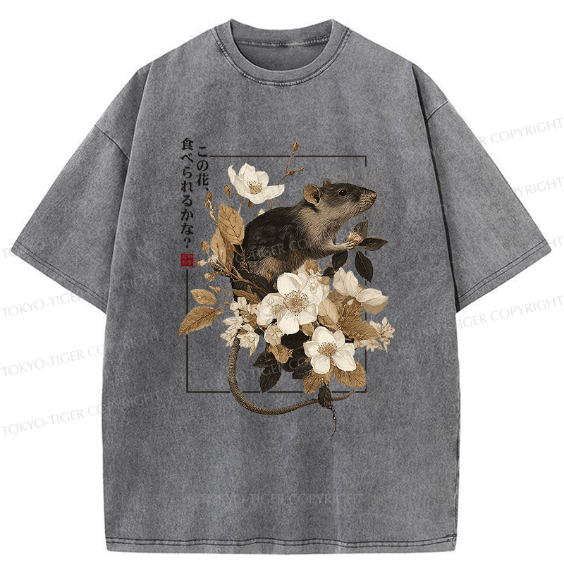 Tokyo-Tiger Can This Flower Be Eaten?-Mouse Washed T-Shirt