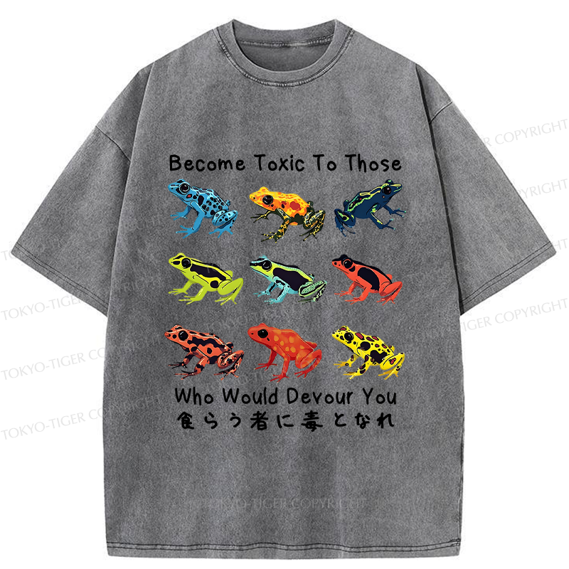 Tokyo-Tiger Funny Frog Poison Your Devourers Washed T-Shirt