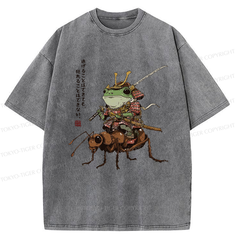 Tokyo-Tiger Frog Samurai：You Can Run But You Can't Hide Washed T-Shirt