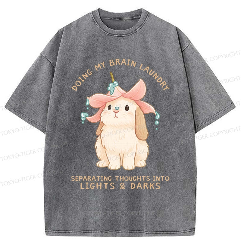 Tokyo-Tiger Flower Hat Bunny: Brain Laundry Washed T-Shirt