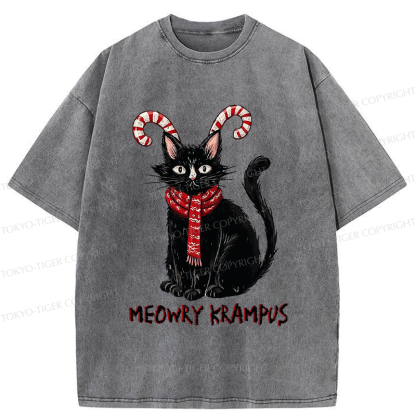 Tokyo-Tiger Meowry Krampus-The Festive Rebel Washed T-Shirt