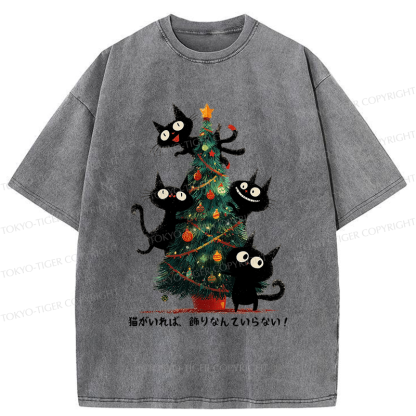 Tokyo-Tiger Who Needs Ornaments When You Have Cats? Washed T-Shirt