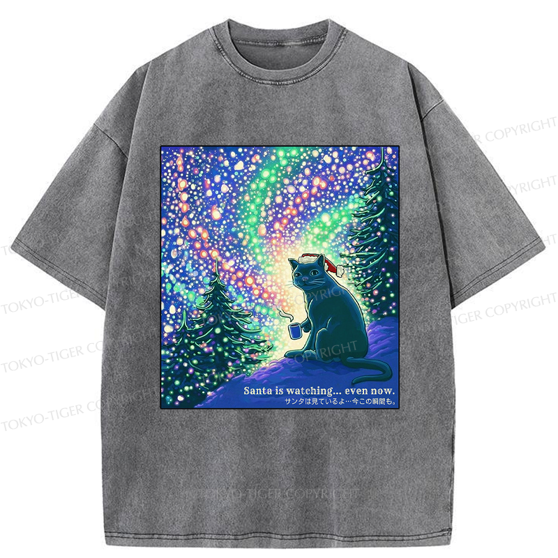 Tokyo-Tiger Santa Is Watching... Even Now Washed T-Shirt