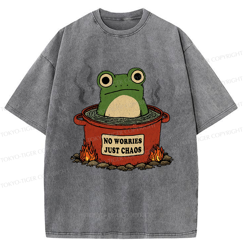 Tokyo-Tiger Frog：No Worries，Just Chaos Washed T-Shirt