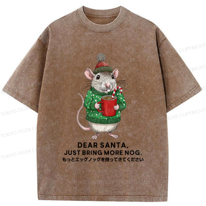Tokyo-Tiger Nog-Loving Holiday Mouse Washed T-Shirt