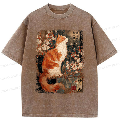 Tokyo-Tiger Ask The Wind, The Meaning Of Falling Blossoms Washed T-Shirt