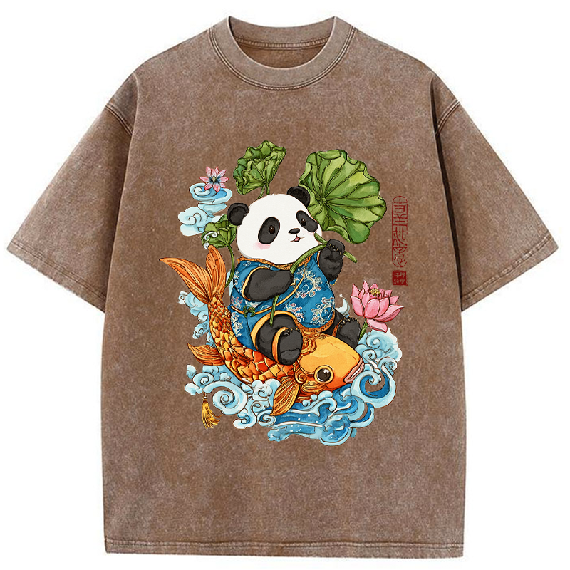 Tokyo-Tiger Lotus Bliss Panda Washed T-Shirt