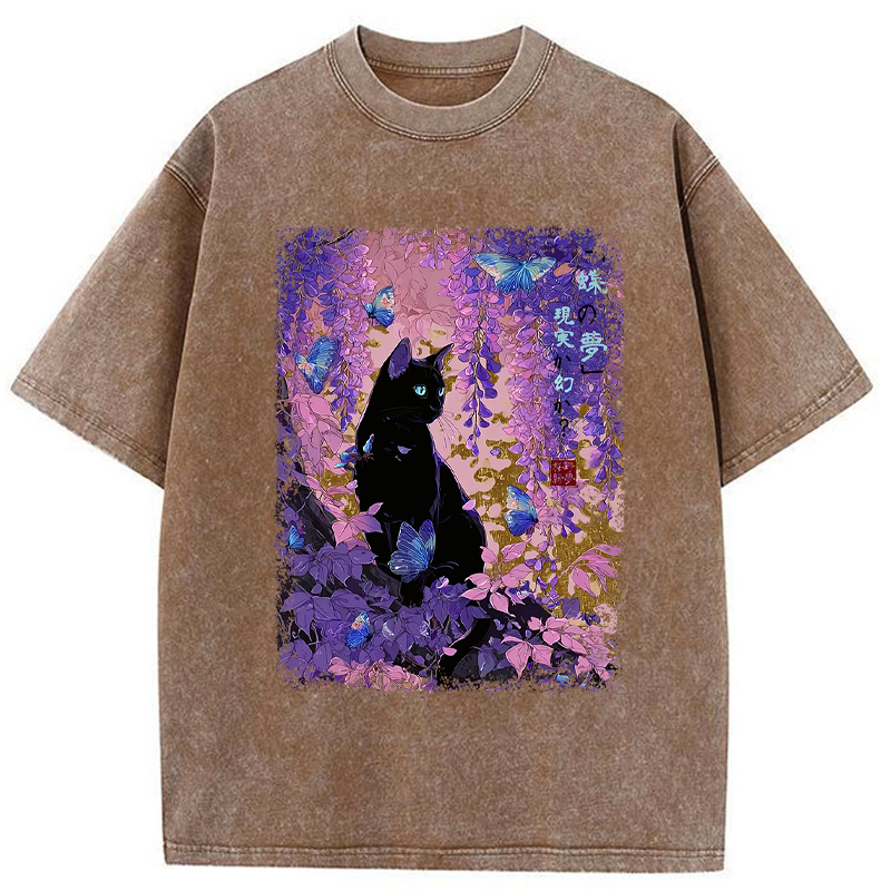 Tokyo-Tiger Dreamy Wisteria and Paws Washed T-Shirt